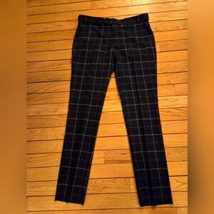Men's Plaid Pants - Dark Green With Yellow And Red Plaid - SIZE 38 But For 40